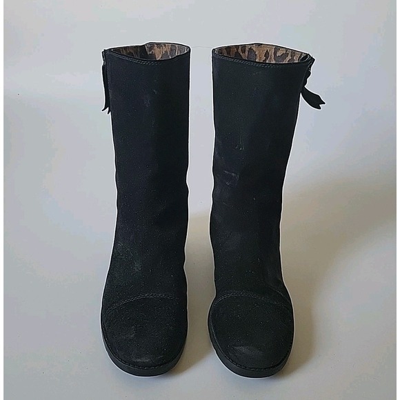 Stuart Weitzman Duluth Mid Calf Moto Boots 9.5M Black Suede Mid Calf Round Toe - Picture 2 of 13